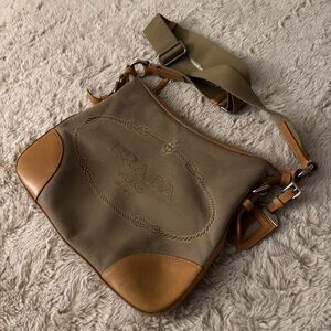 Authentic Prada Olive and Brown Shoulder Bag